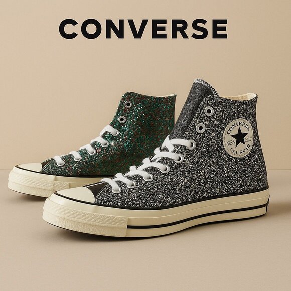 Converse x JW Anderson Chuck 70 Hi Glitter Black Multicolor 164697C W12 M10 NWOB - Picture 1 of 10